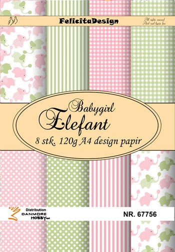 Felicita Design Babygirl Elefant 8 stk A4 120g